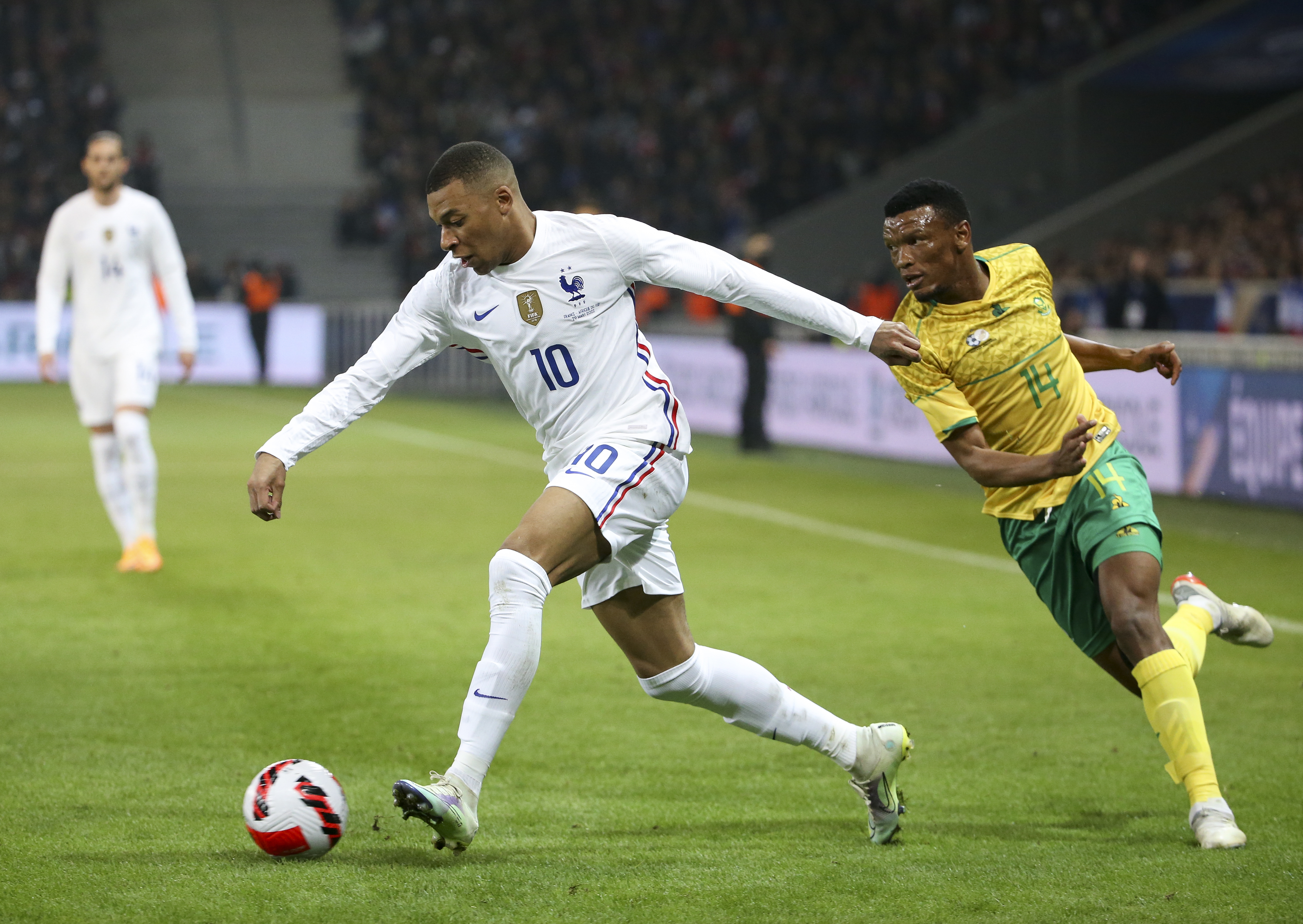 French superstar Kylian Mbappe beats Bafana's Mothobi Mvala