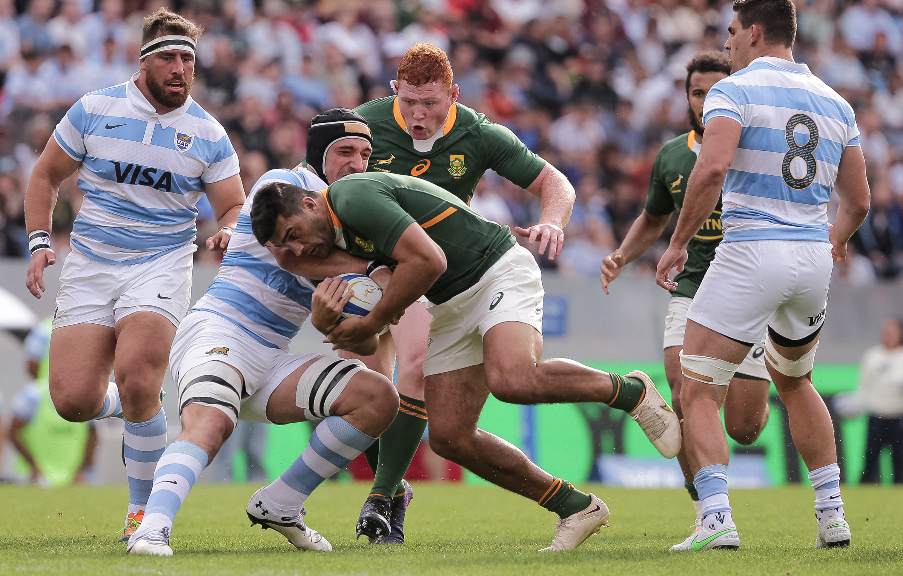 Damian De Allende in action during the Boks' Rugby Championship clash with the Pumas