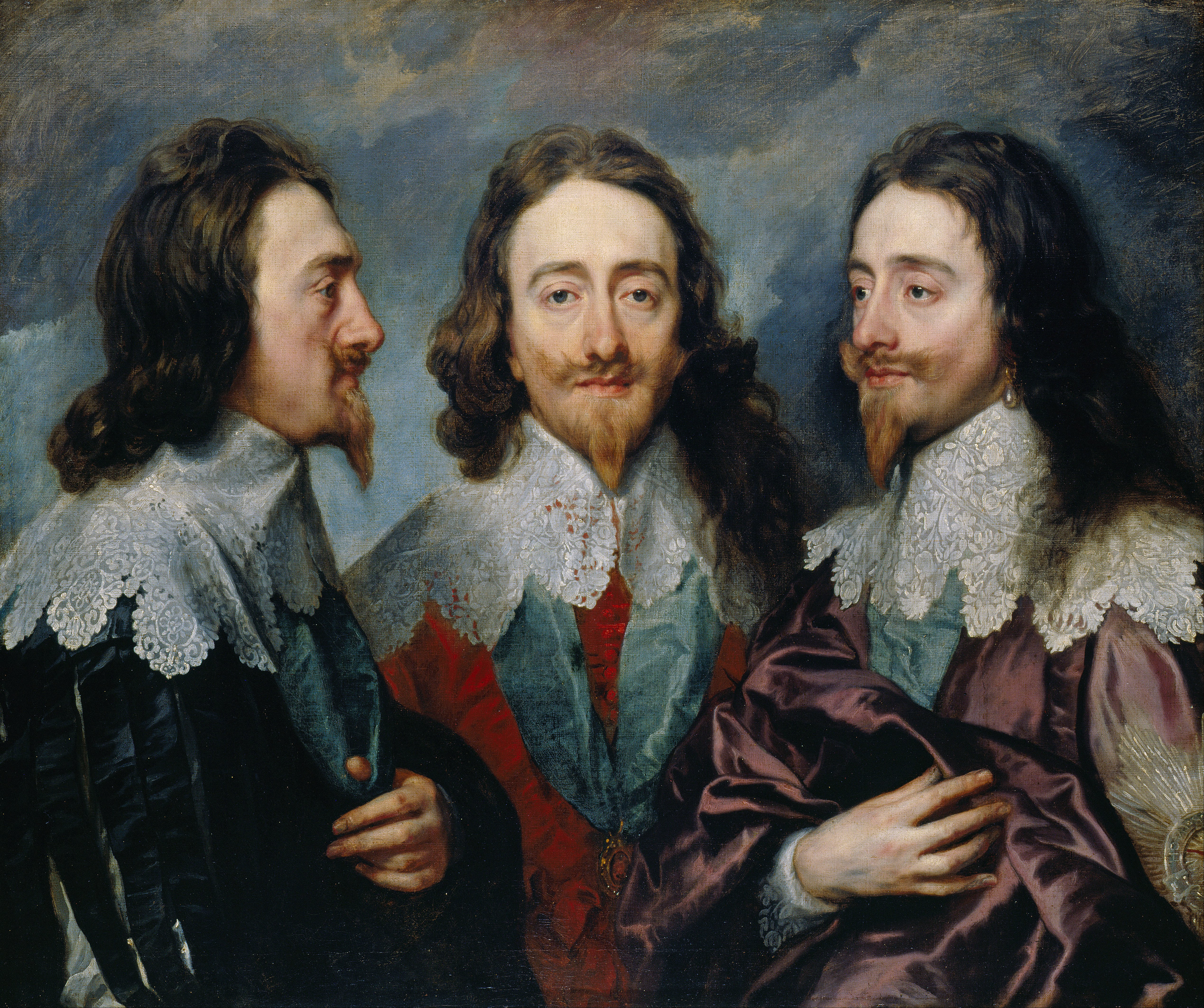 Charles I in Three Positions in 1635, a triple portrait of Charles I by Anthony van Dyck, sent to Rome for Bernini to model a bust on. 