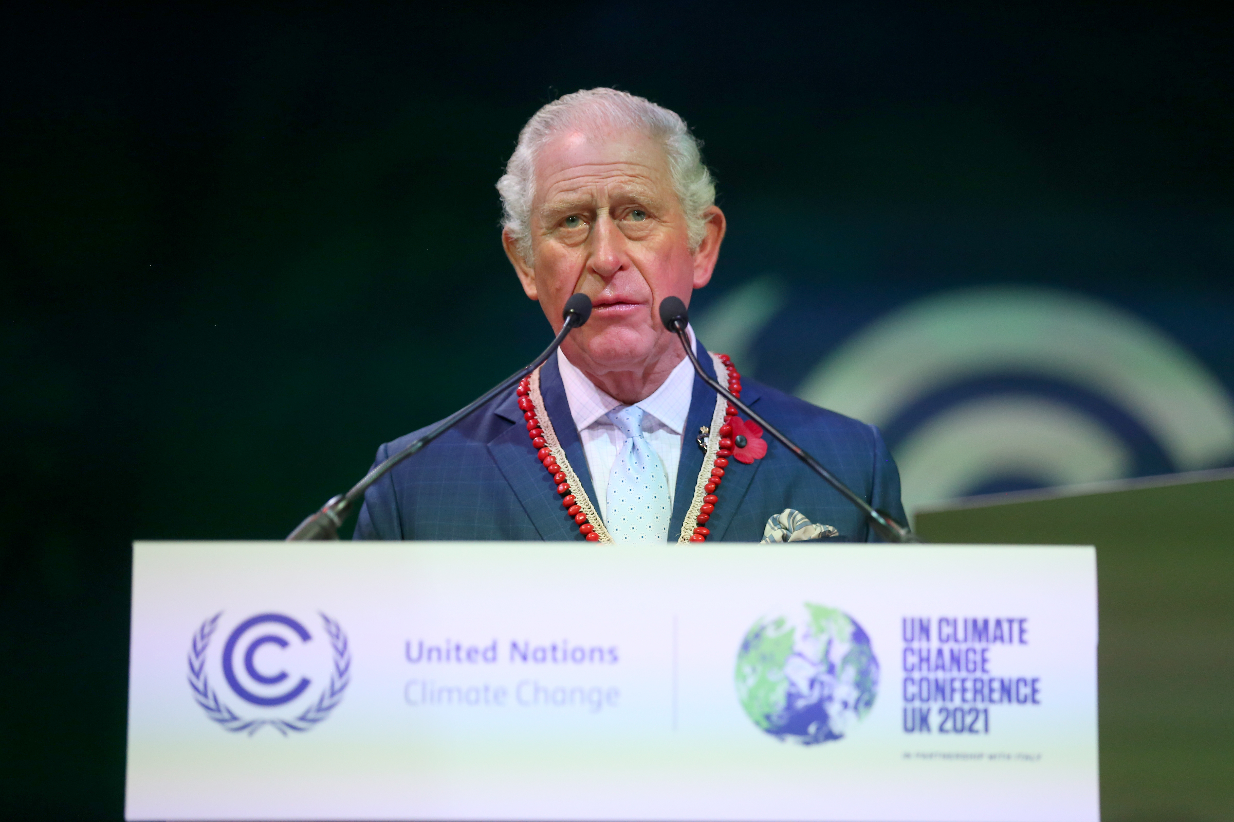 Britain's King Charles II, then Prince Charles, Prince of Wales, speaks during the Action on Forests and Land Use session at the UN Climate Change Conference (COP26) in Glasgow, Britain, 02 November 2021. EPA-EFE/ROBERT PERRY