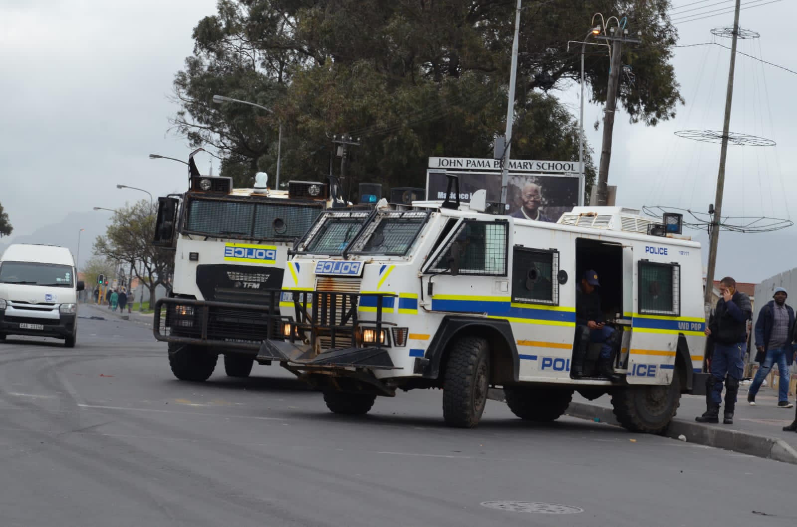 Police monitor taxi driver protests