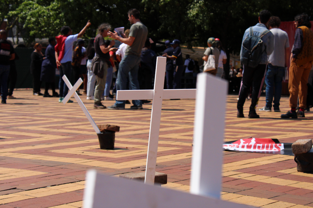 White crosses were placed on the Wits Amic Deck
