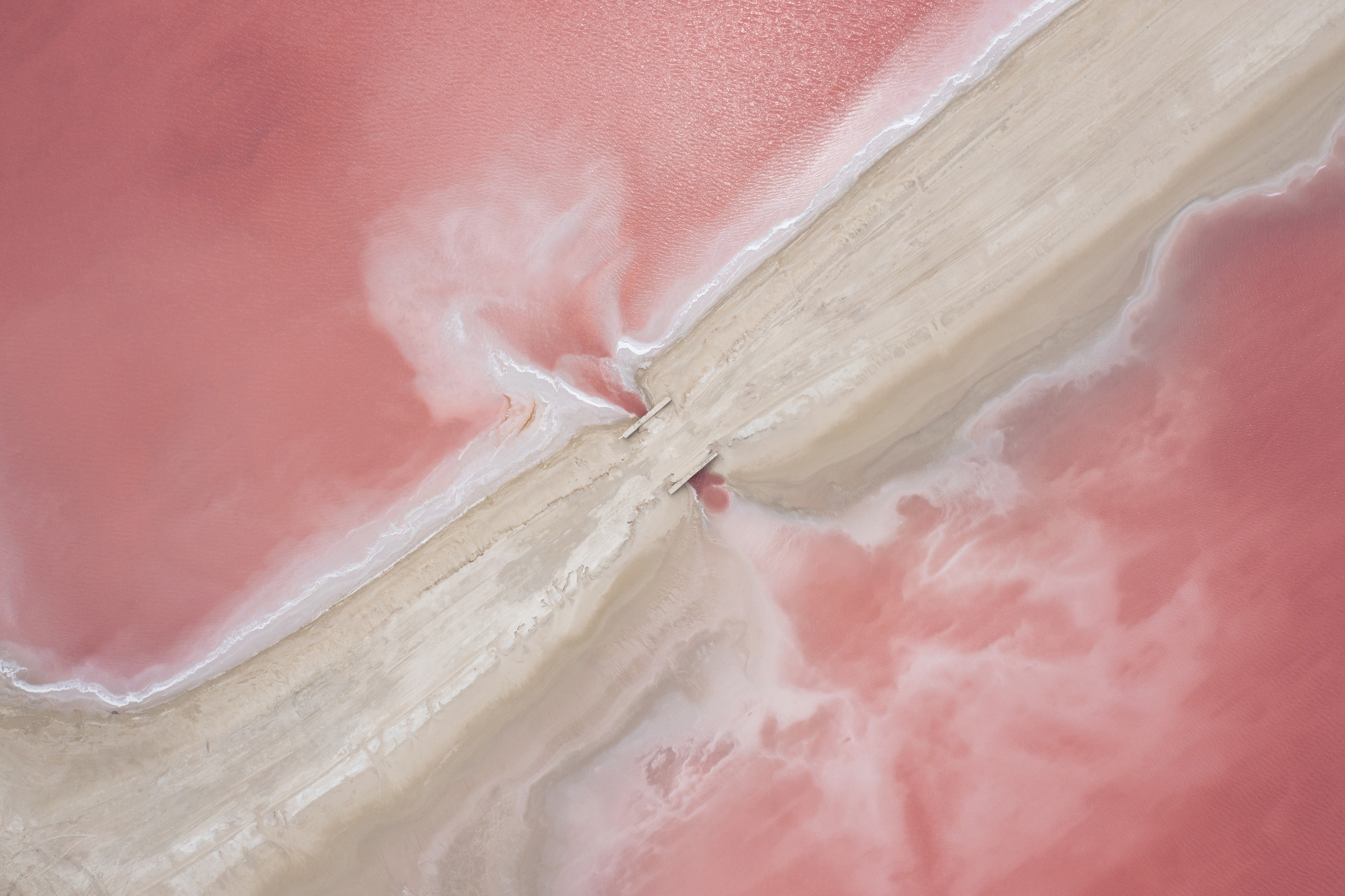 'Las Coloradas, Yucatán'. Las Coloradas salt mines in Yucatan. In these pink water lagoons is one of the most important salt generating plants in the country. © Nick Leopold Sordo/TNC Photo Contest
