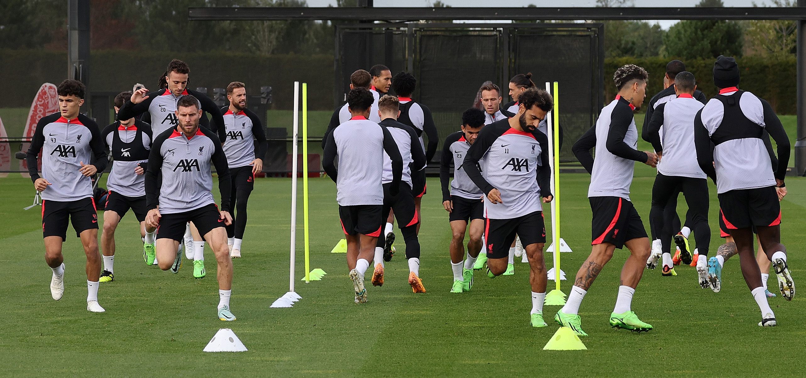Liverpool players attend a team training session