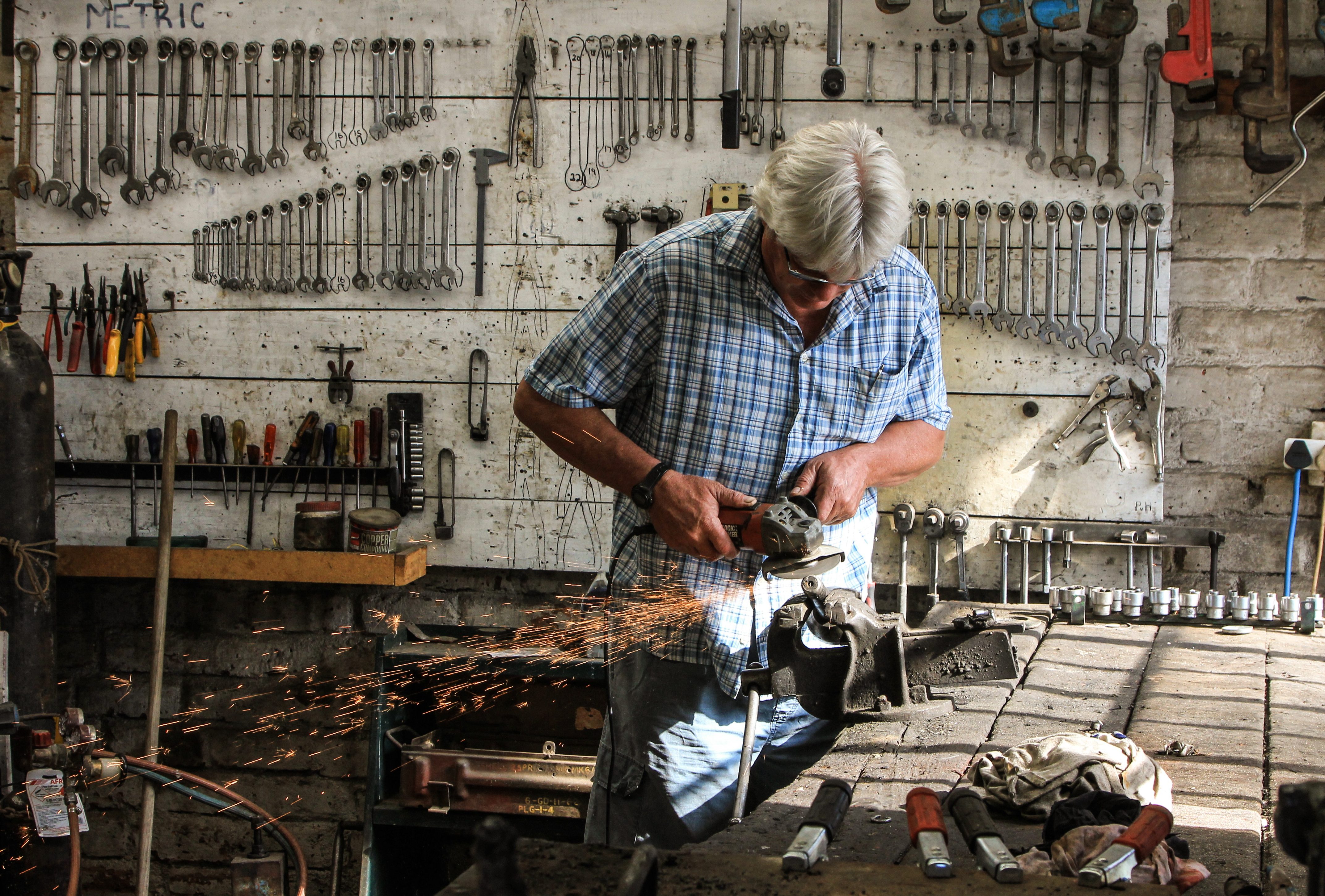 Peet van Heerden in his beloved workshop at Doornberg Farm.