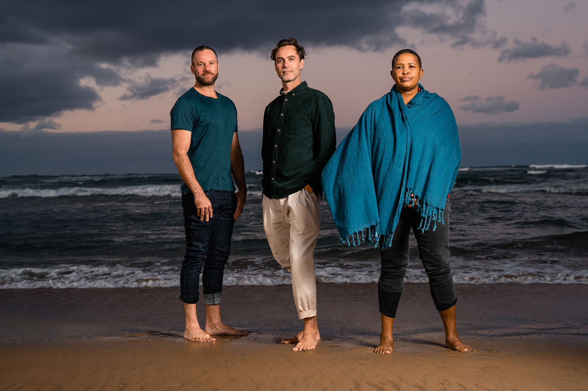 Neil Coppen, Dylan McGarry and Mpume Mthombeni, the co founders of Empatheatre. Image: Jacki Bruniquel