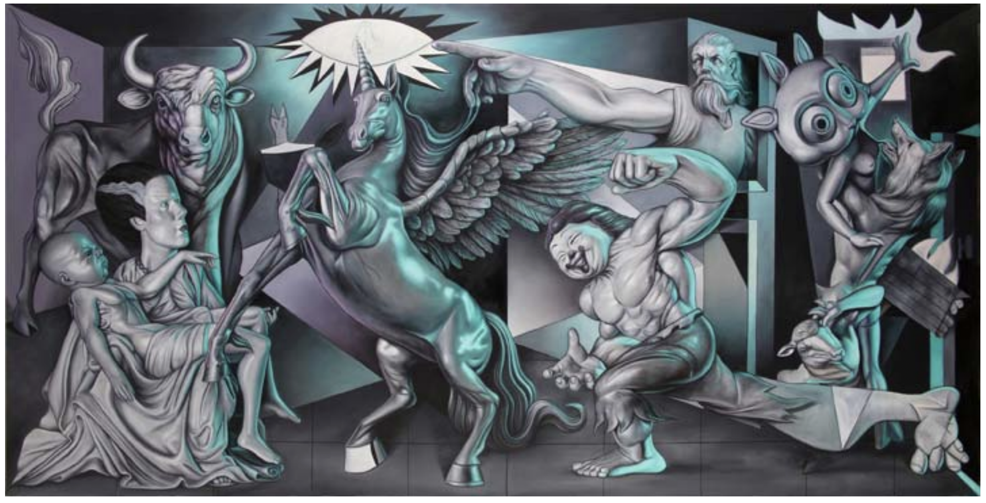 Ron English Mythological Guernica 2015 2016 Oil on canvas Allouche Gallery