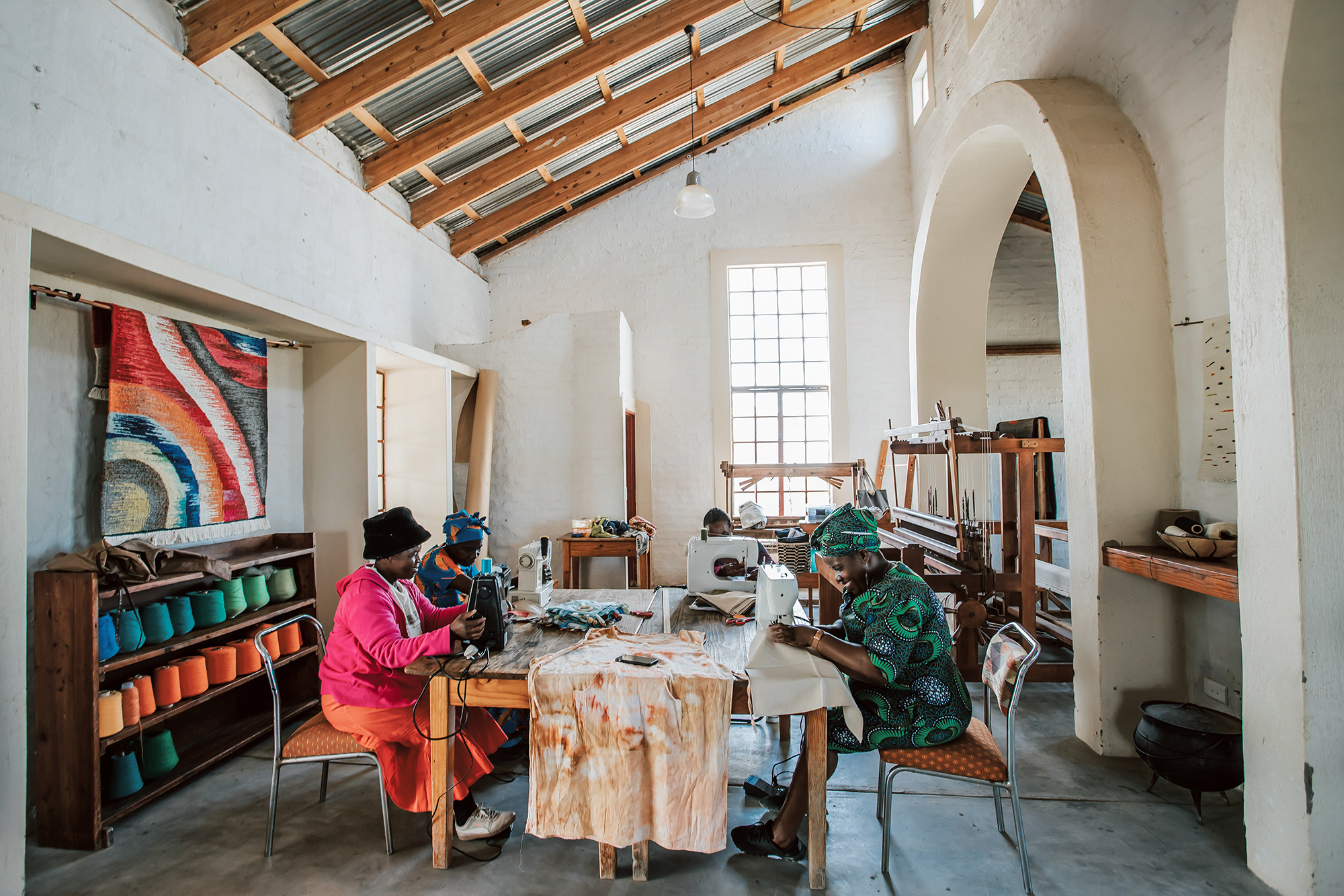 Inside the Mapusha Weaving Cooperative. 