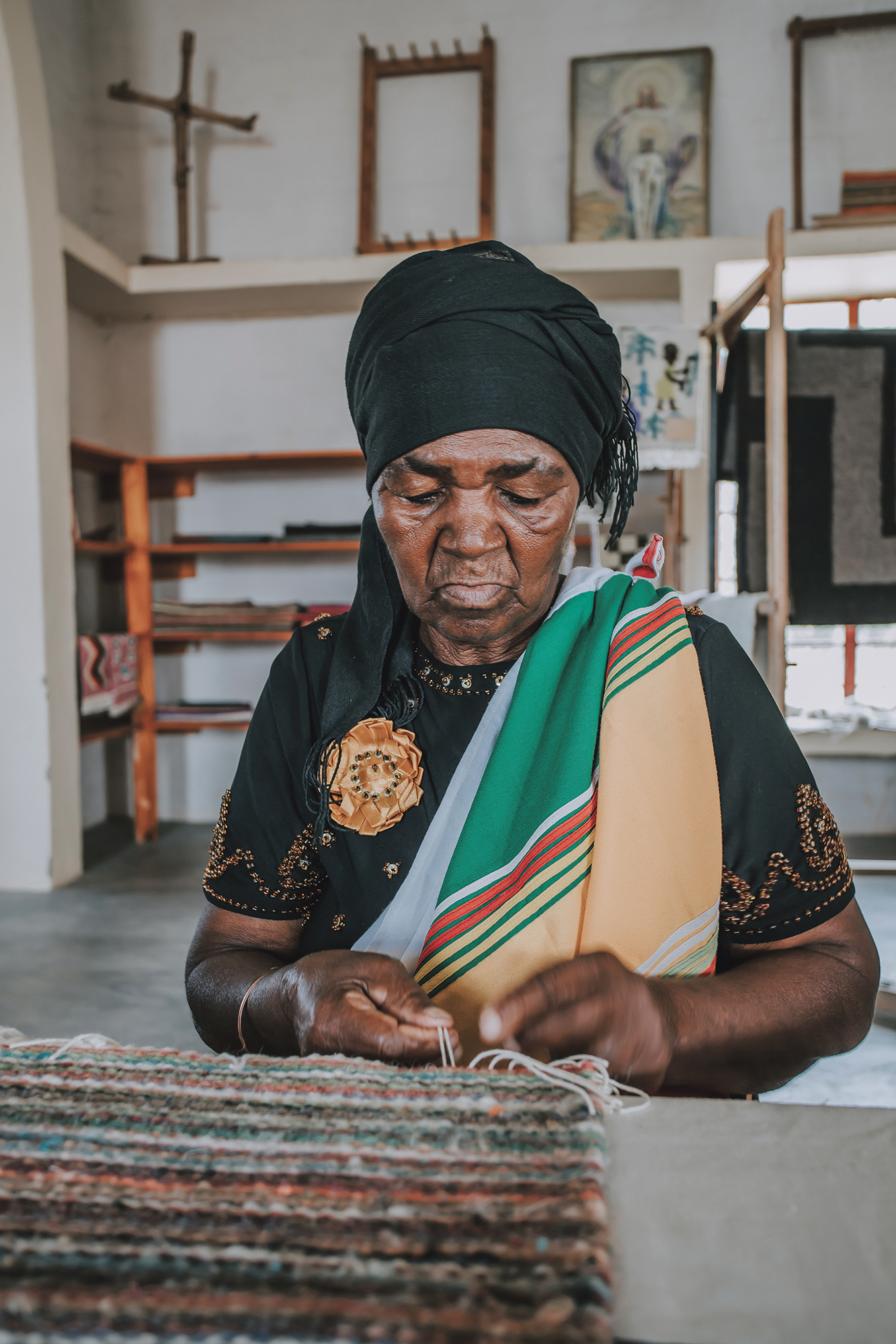 Gertrude Mbetse, a member of Mapusha Weaving Cooperative