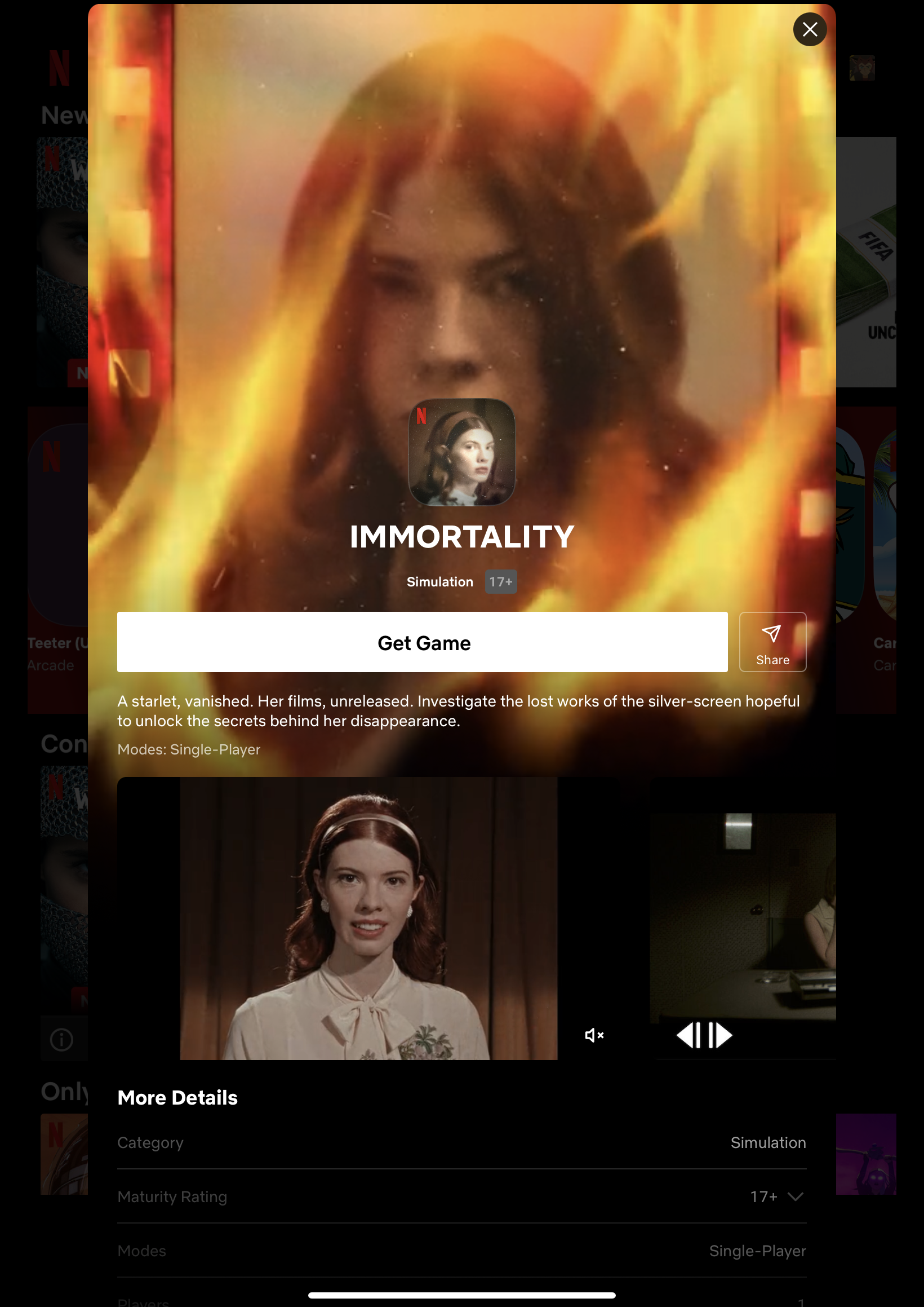 'Immortality' on Netflix Games. Image: Pfangirl.com