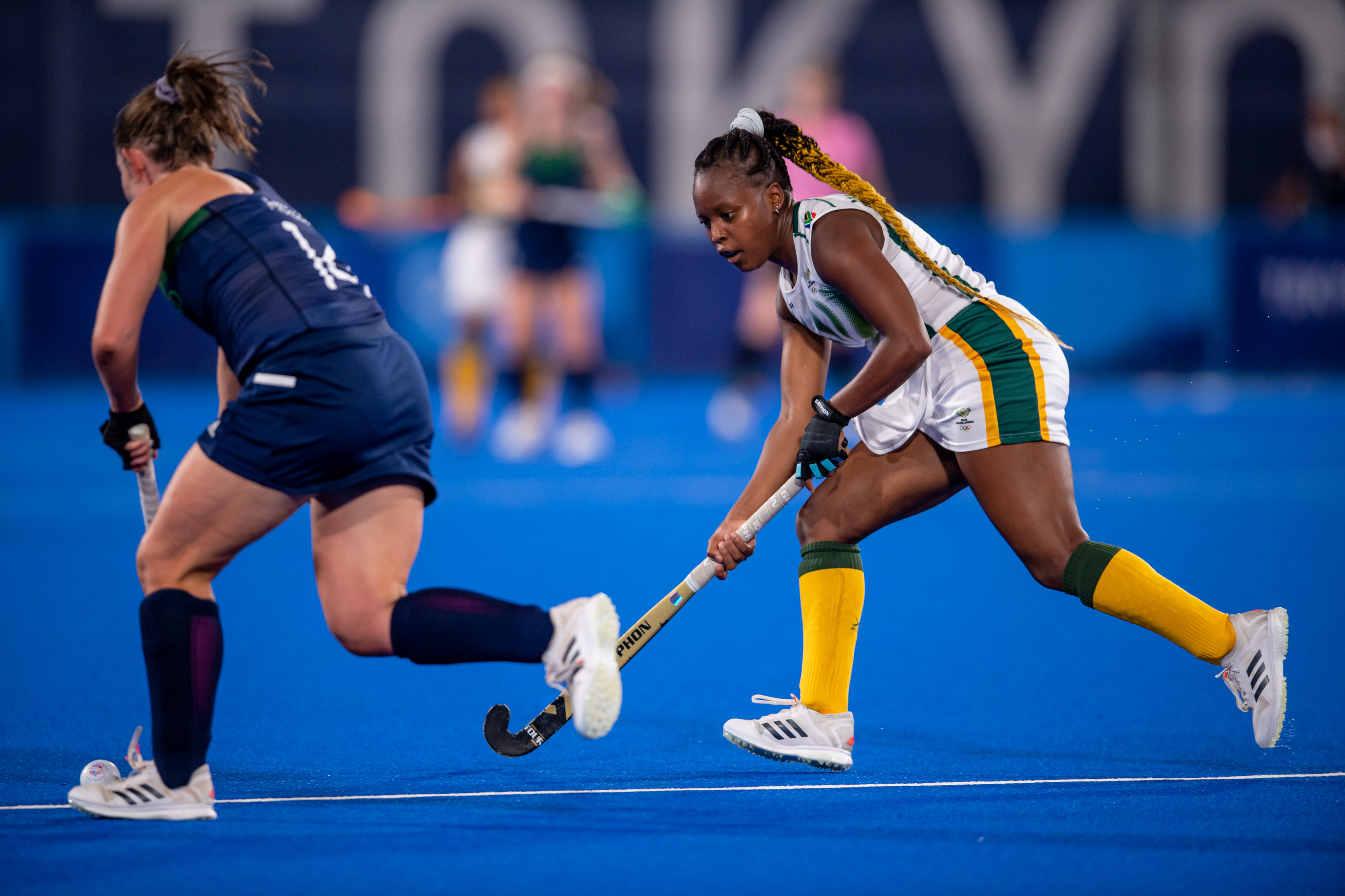 TOKYO, JAPAN - JULY 24: Edith Molikoe of South Africa in action during the Women's Hockey match between South Africa and Ireland on Day 1 of the Tokyo 2020 Olympic Games at South Pitch, Oi Hockey Stadium on July 24, 2021 in Tokyo, Japan.(Photo by Anton Geyser/Gallo Images)