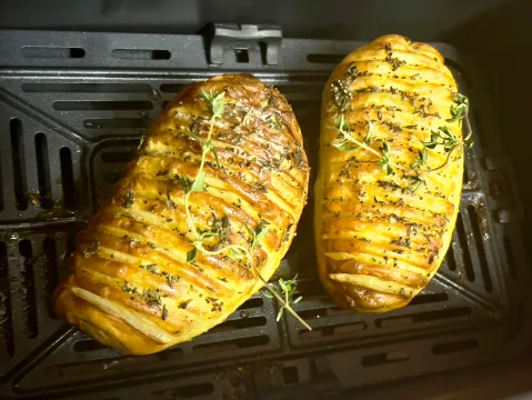 What’s cooking today: Air fryer hasselback potatoes with thyme butter