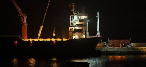 Sanctioned Russian ship moves mystery cargo in Simon’s Town navy dockyard under cover of night