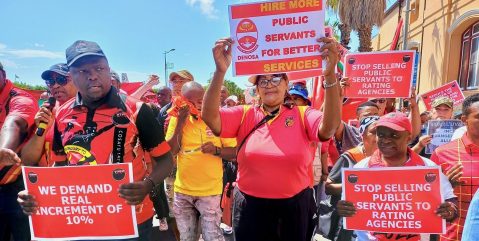 Public sector workers march to Parliament, reject 3% wage increase