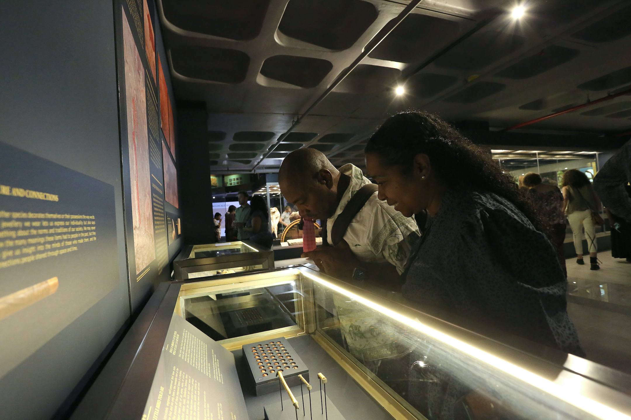 Guests examine an exhibit at the opening of the 'Hidden Wonders of the Iziko South African Museum' exhibition. Image: Nigel Pamplin/Iziko Museums of South Africa