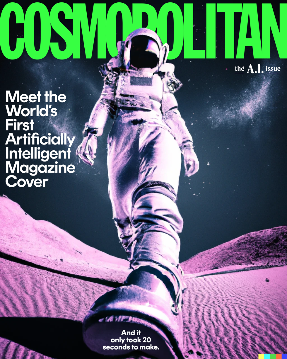 Cosmopolitan magazine used DALL-E 2 to produce this cover. Image: © Hearst Magazine Media, Inc. 