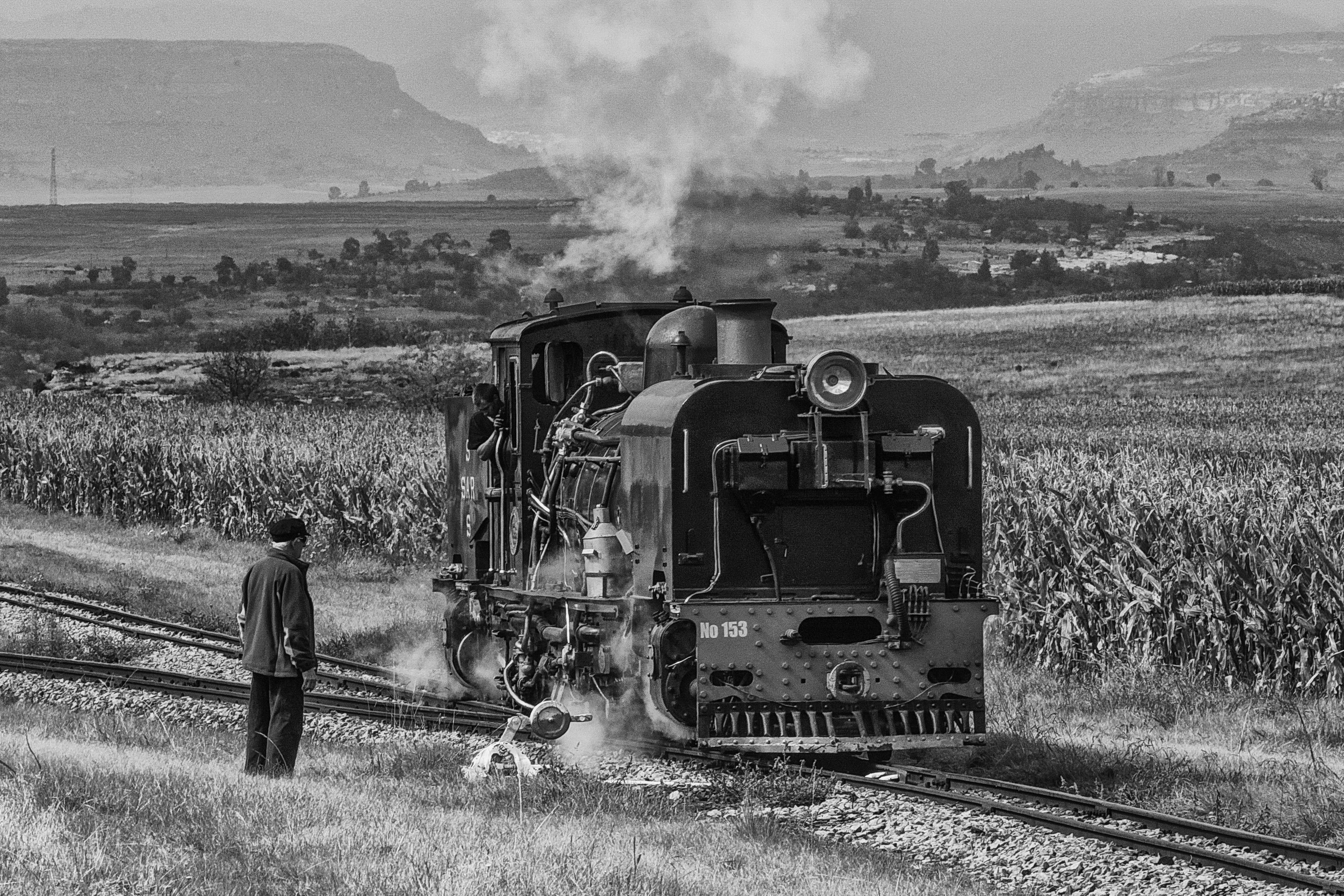 An old guy admiring an old steam train in action – a perfect pairing. Image: Chris Marais