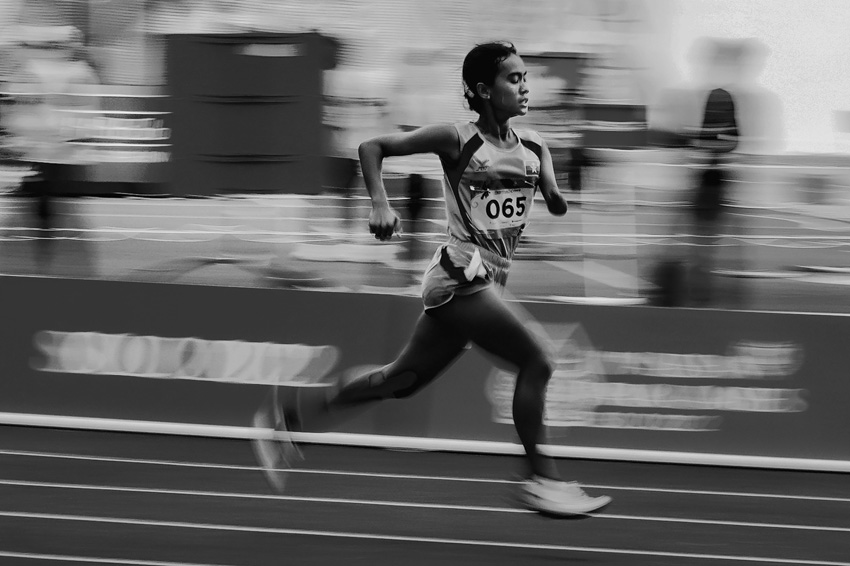 'Run'. A para-athlete running during the Asian Para Games competition. © Mawaruddin Mawaruddin, Indonesia, Winner, National Awards, Sony World Photography Awards 2023