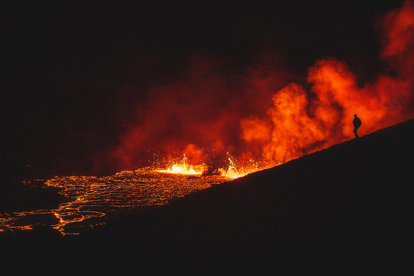 'An Absolution'. The second night of the volcanic eruption in Meradalir valley, Iceland, which started in early August, 2022. © Niks Freimanis, Latvia, Shortlist, Regional Awards, Sony World Photography Awards 2023