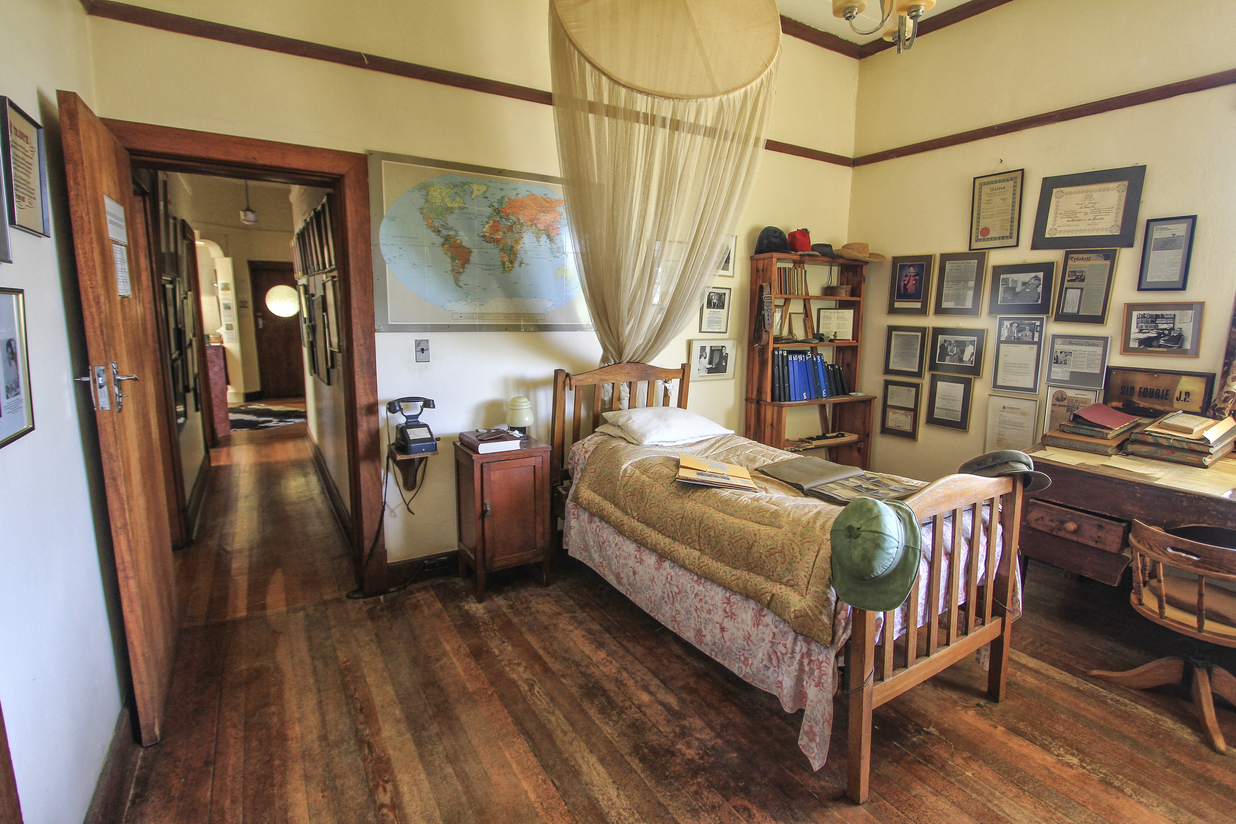 Sid Fourie’s bedroom, preserved down to the last detail. Image: Chris Marais