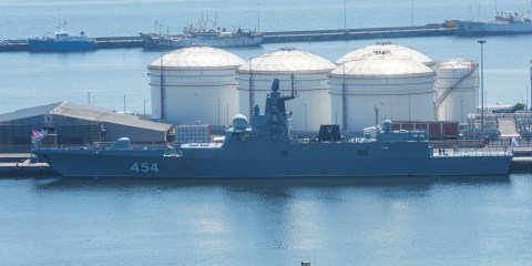Controversial Russian frigate sails into Cape Town harbour ahead of contentious war games