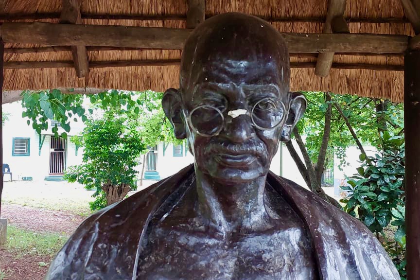 A bust of Mahatma Gandhi