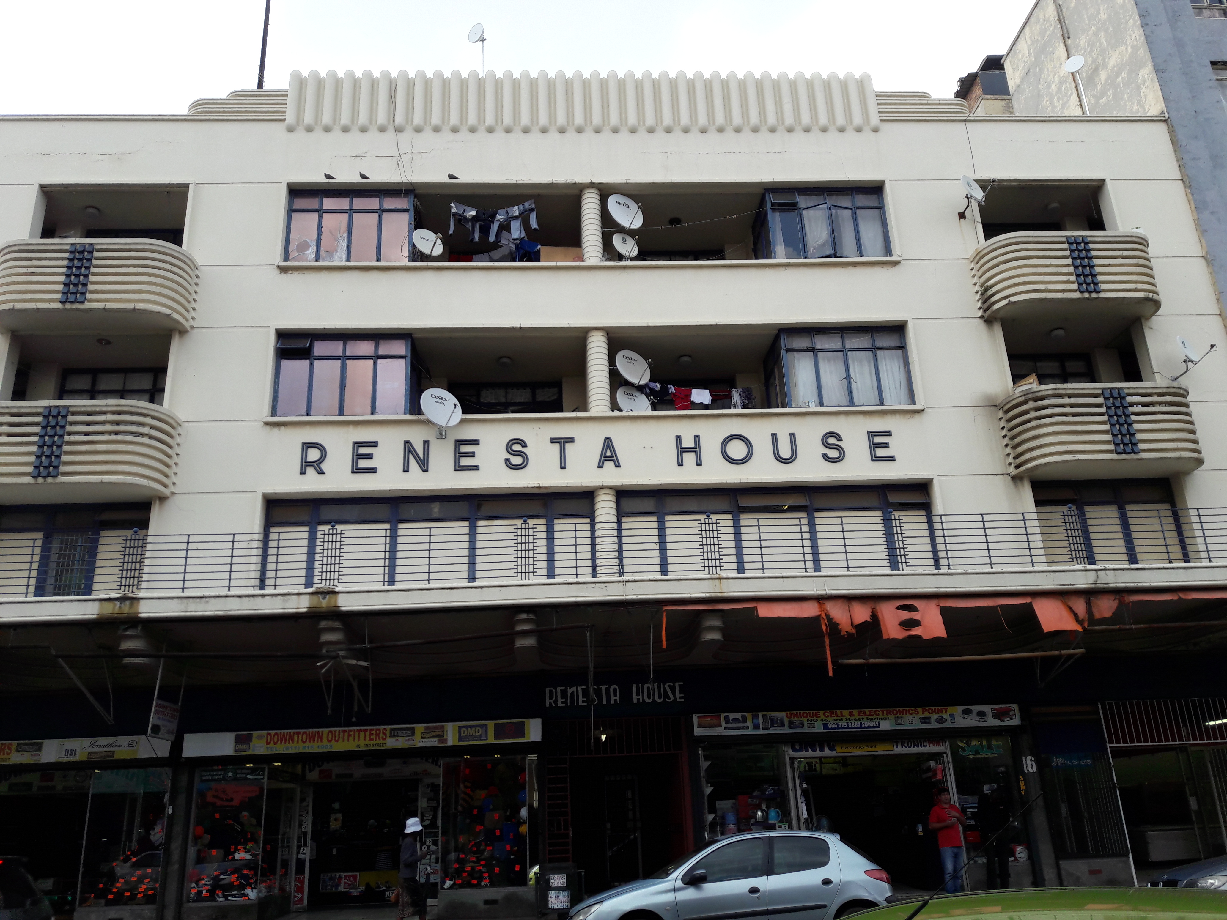 Façade of Renesta House, across the road Nazeem has his fast food outlet. Image: Barbara Adair and Sreddy Yen