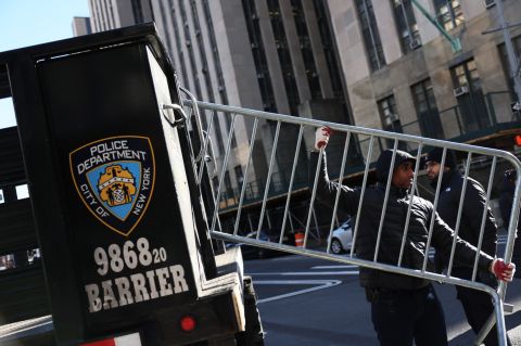 Barricades go up in New York ahead of possible Trump indictment