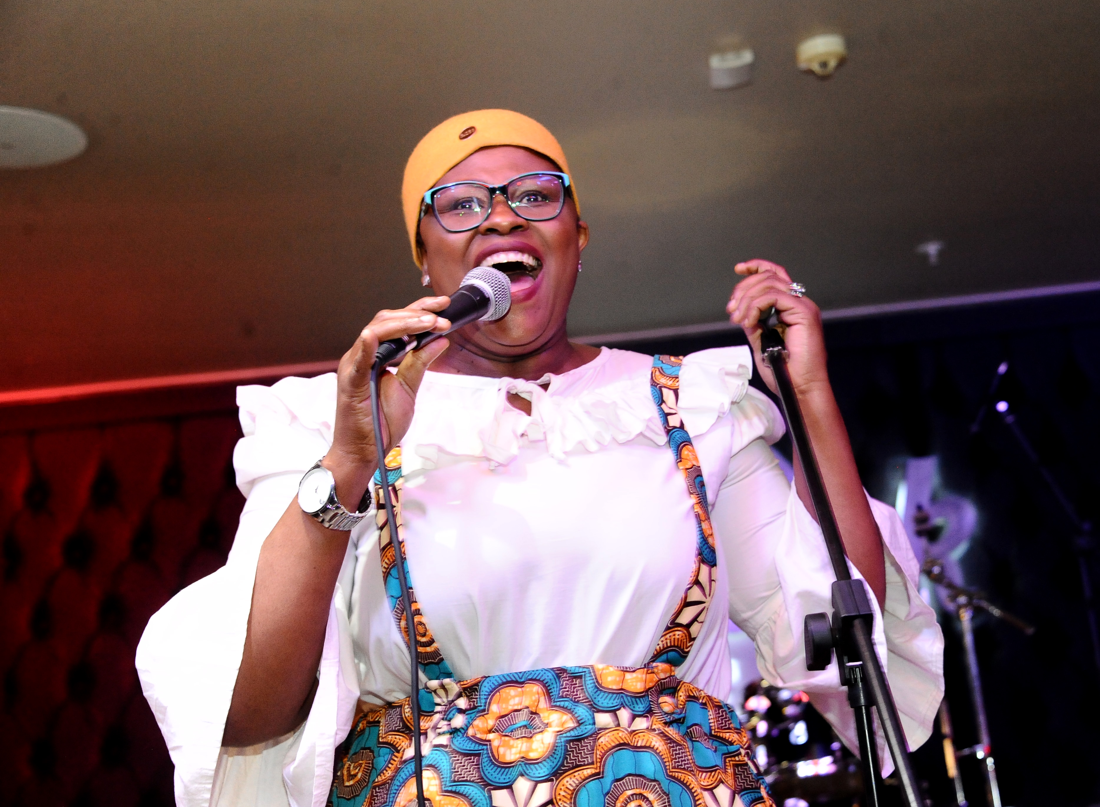 SANDTON, SOUTH AFRICA - AUGUST 10: Gloria Bosman during the Wine, Women & Jazz Experience at Hard Rock Cafe, Nelson Mandela Square on August 10, 2019 in Sandton, South Africa. The annual event organized by 4ever Jazz in its 3rd year, is a celebration of women and jazz during Women's Month. (Photo by Gallo Images/Oupa Bopape)