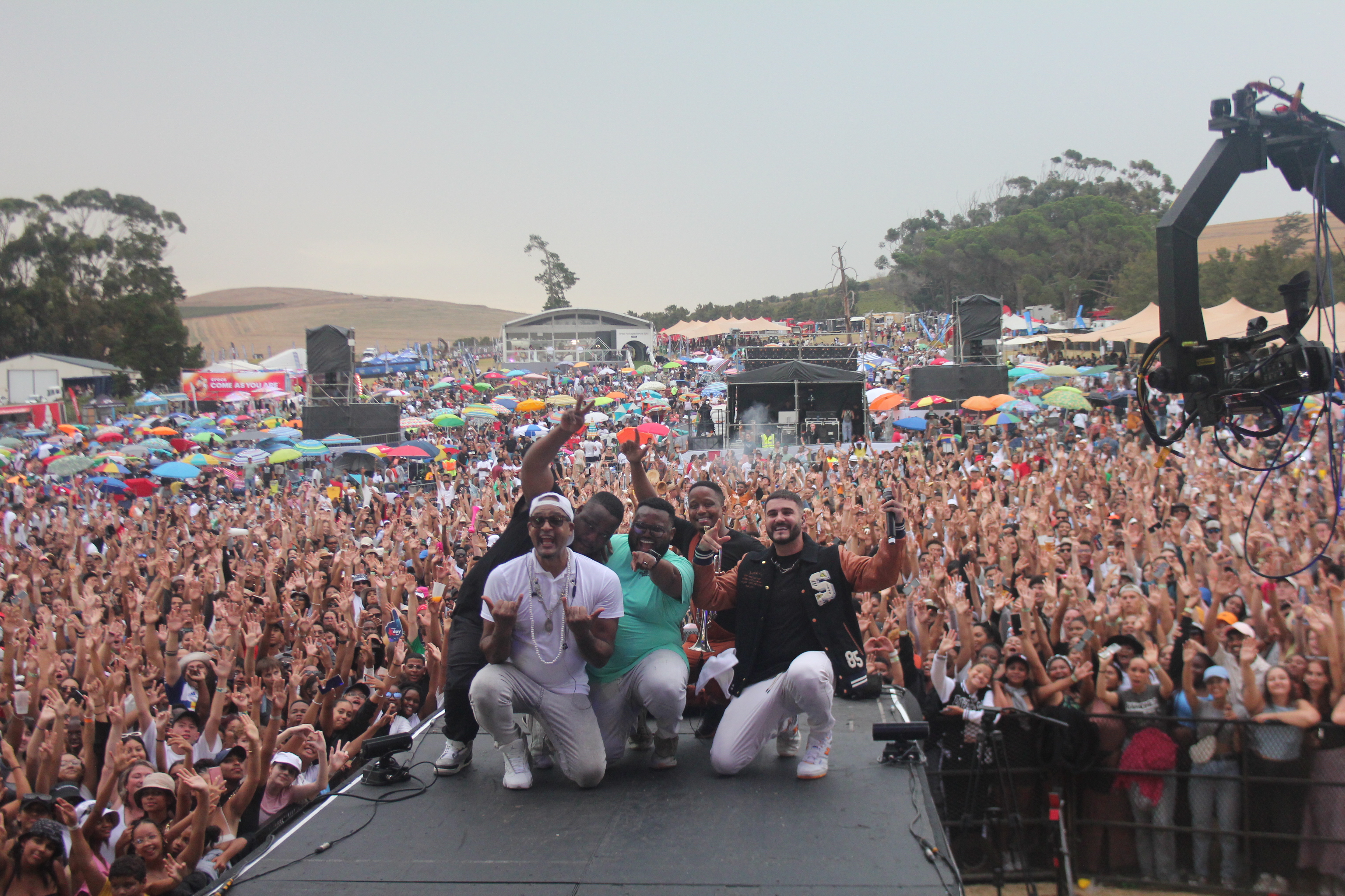 Mi Casa taking a photo with the crowd after their set at the Galaxy KDay Festival. Image: Oren-Andrew Wentzel