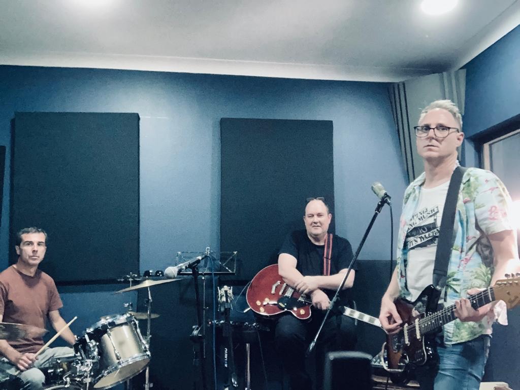 Jim Neversink rehearsing in South Africa with Warrick and Matthew. Image: Matthew Fink