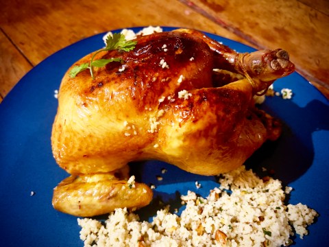 Throwback Thursday: Persian roast chicken with nut-studded couscous