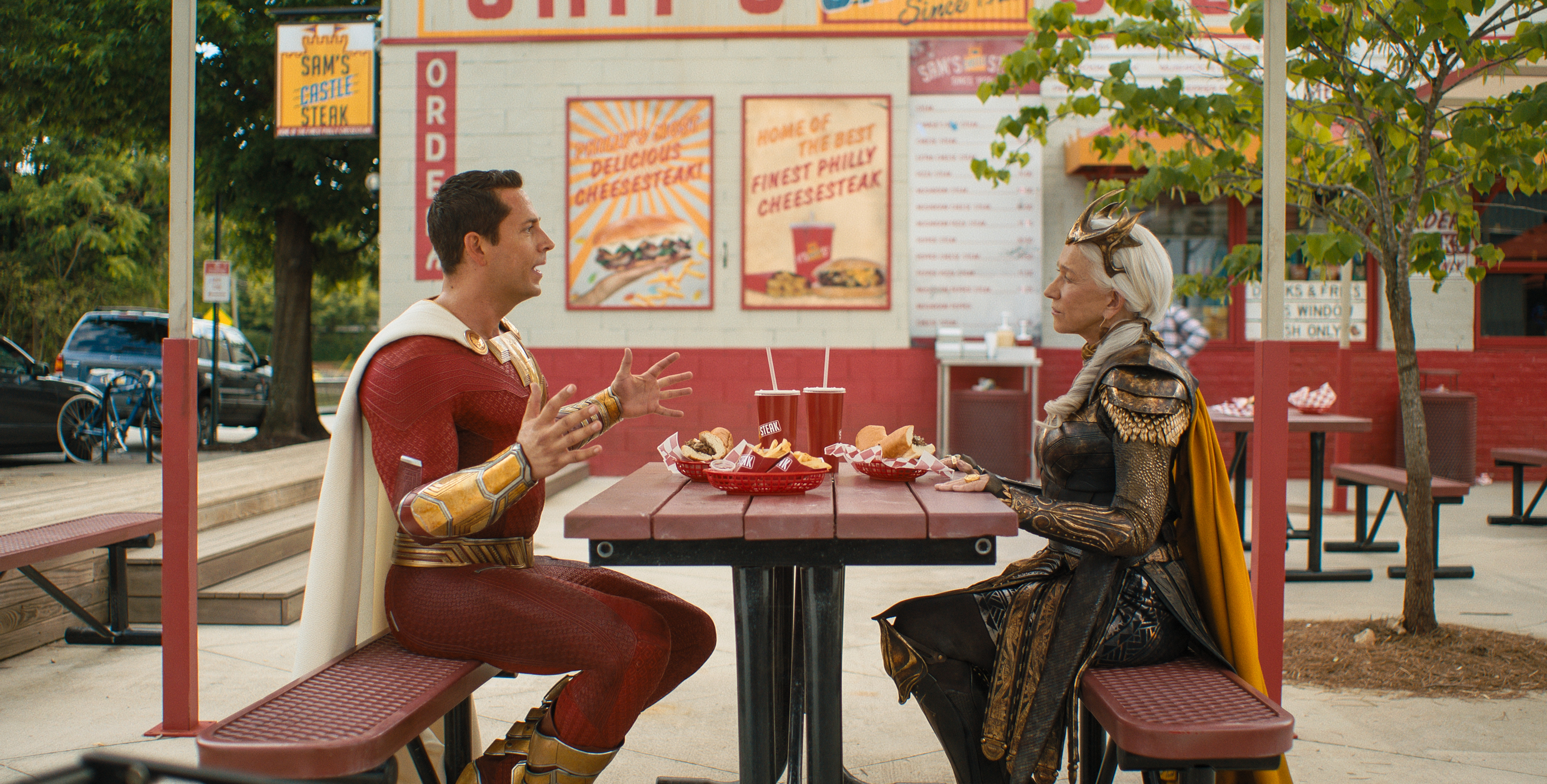 Helen Mirren and Zachary Levi in 'Shazam! Fury of the Gods'. Image: Warner Bros. Pictures