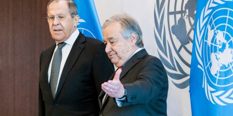 UN chief upbraids Russia as country’s top diplomat listens impassively; global military spending rises to record