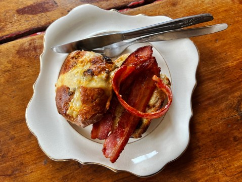 What’s cooking today: Hot cross buns with bacon and maple syrup