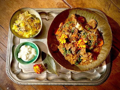 What’s cooking today: Mutton yoghurt curry with fried cumin onions