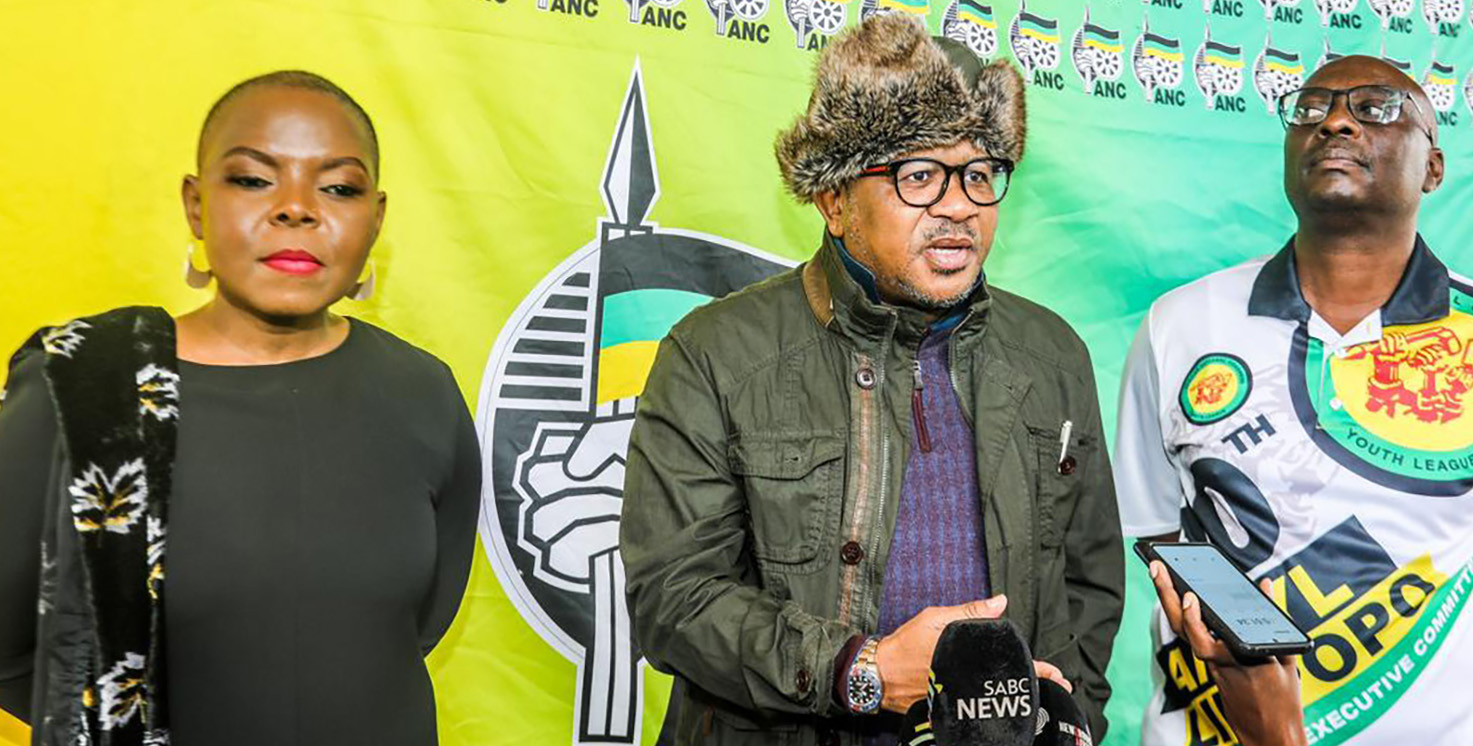 ANC spokeperson Mahlengi Bhengu, secretary-general Fikile Mbalula and Limpopo ANC secretary Reuben Madadzhe