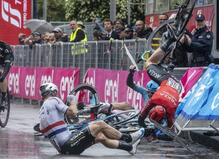 Several riders crash at the 2023 Giro d’Italia cycling race, and more from around the world.