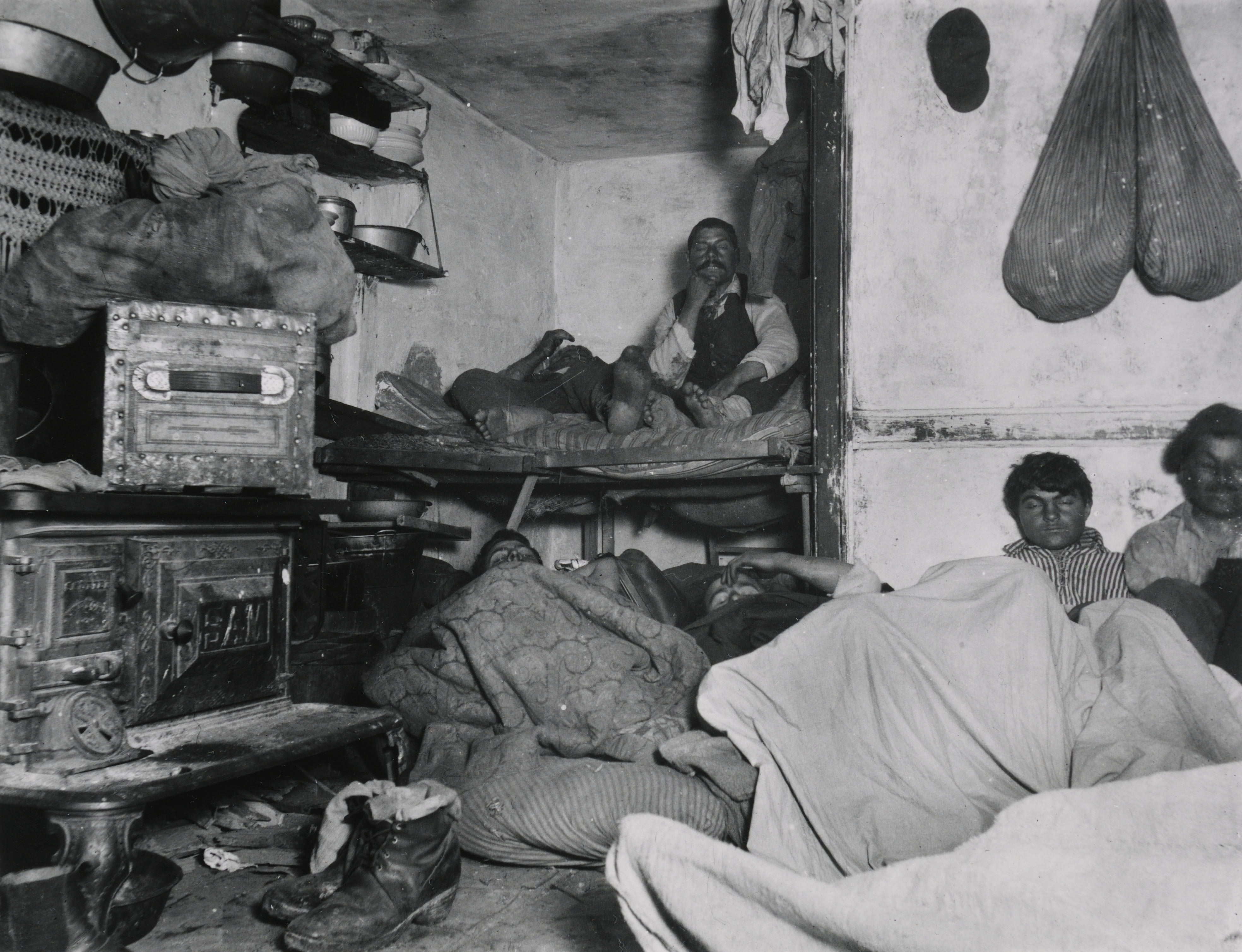 Photograph by Jacob Riis for How the Other Half Lives: ‘Lodgers in Bayard Street Tenement, Five Cents a Spot.’ Image: Wikimedia Commons