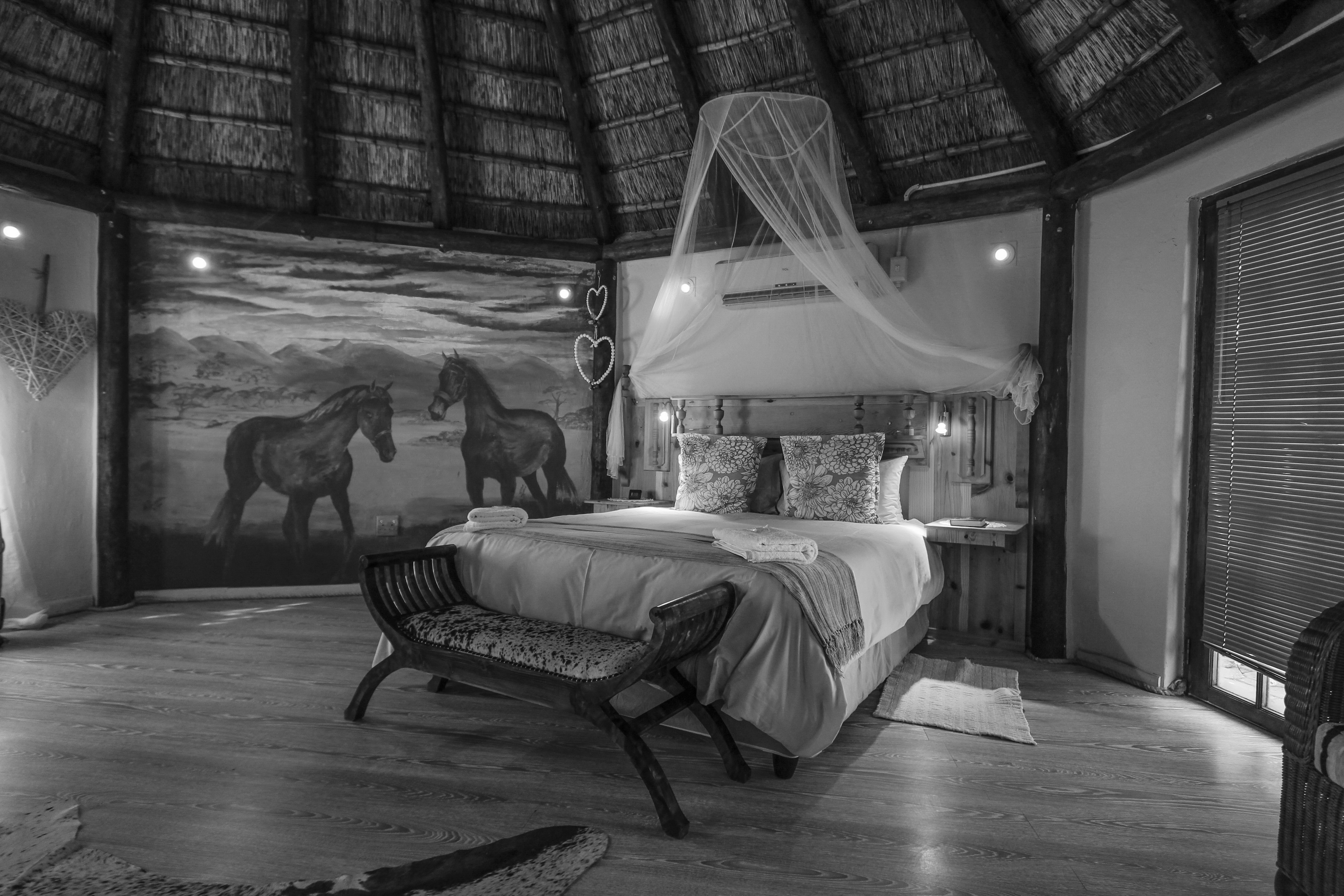 The horse theme is picked up in one of the Morning Glory guest cottages. Image: Chris Marais 