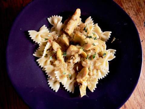 What’s cooking today: Farfalle with artichoke and lemon
