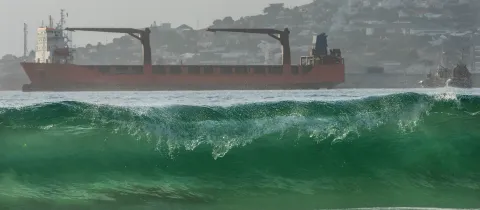 Russian cargo ship Lady R leaves Simonstown harbour . Photo:Supplied