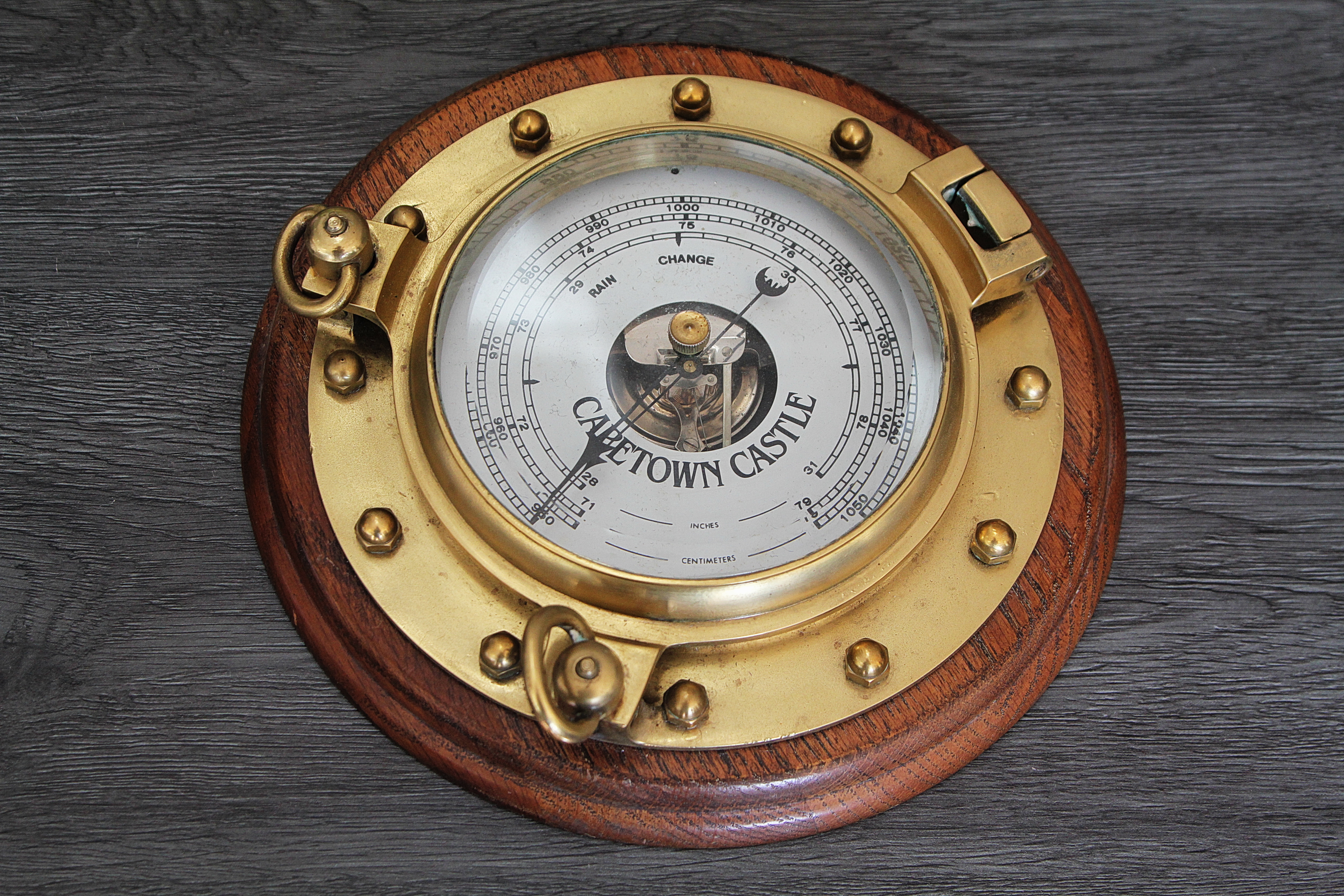 A ship’s barometer marked Capetown Castle for sale at More4Less. Image: Chris Marais