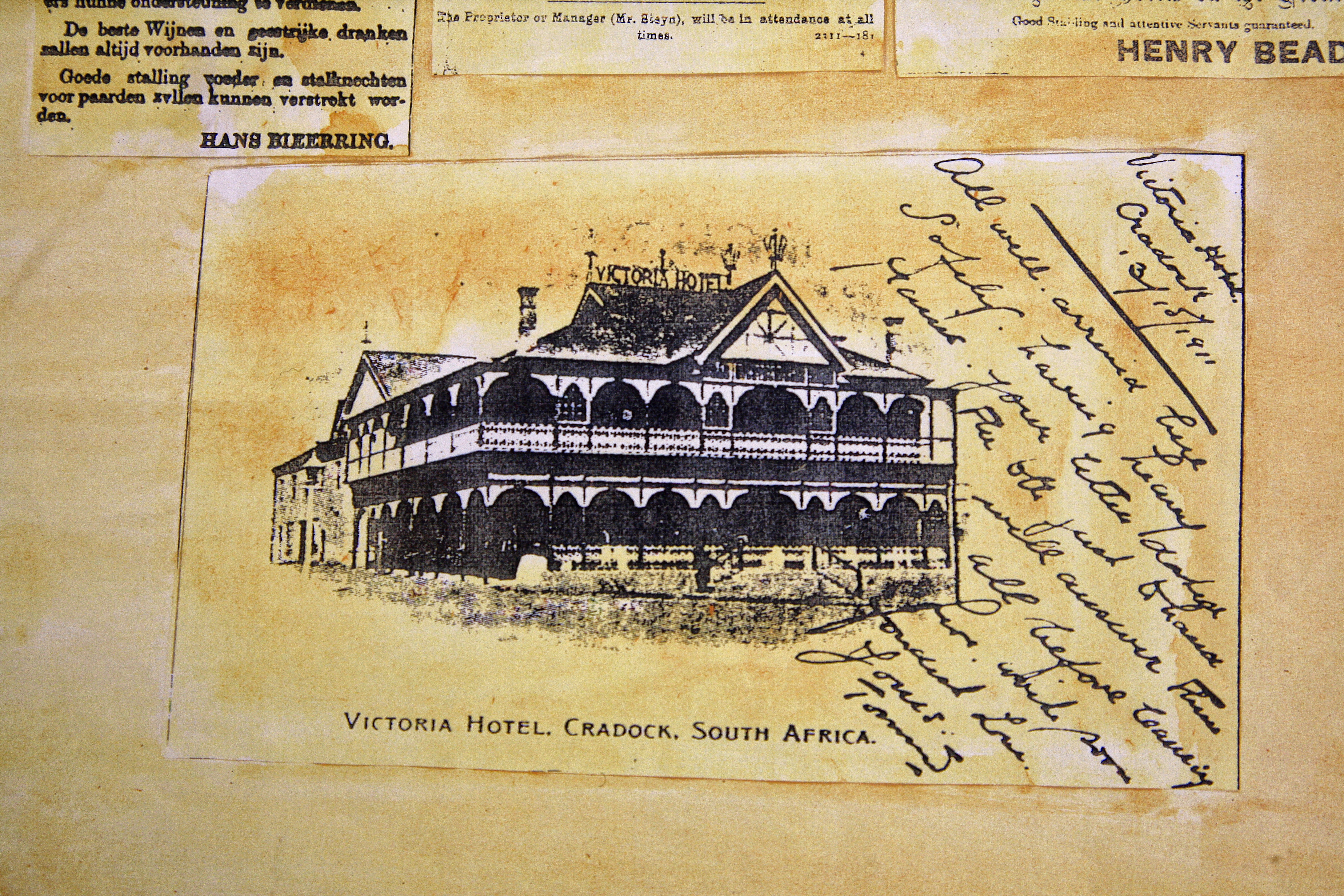 An old postcard from the Victoria Hotel in Cradock. Image: Chris Marais
