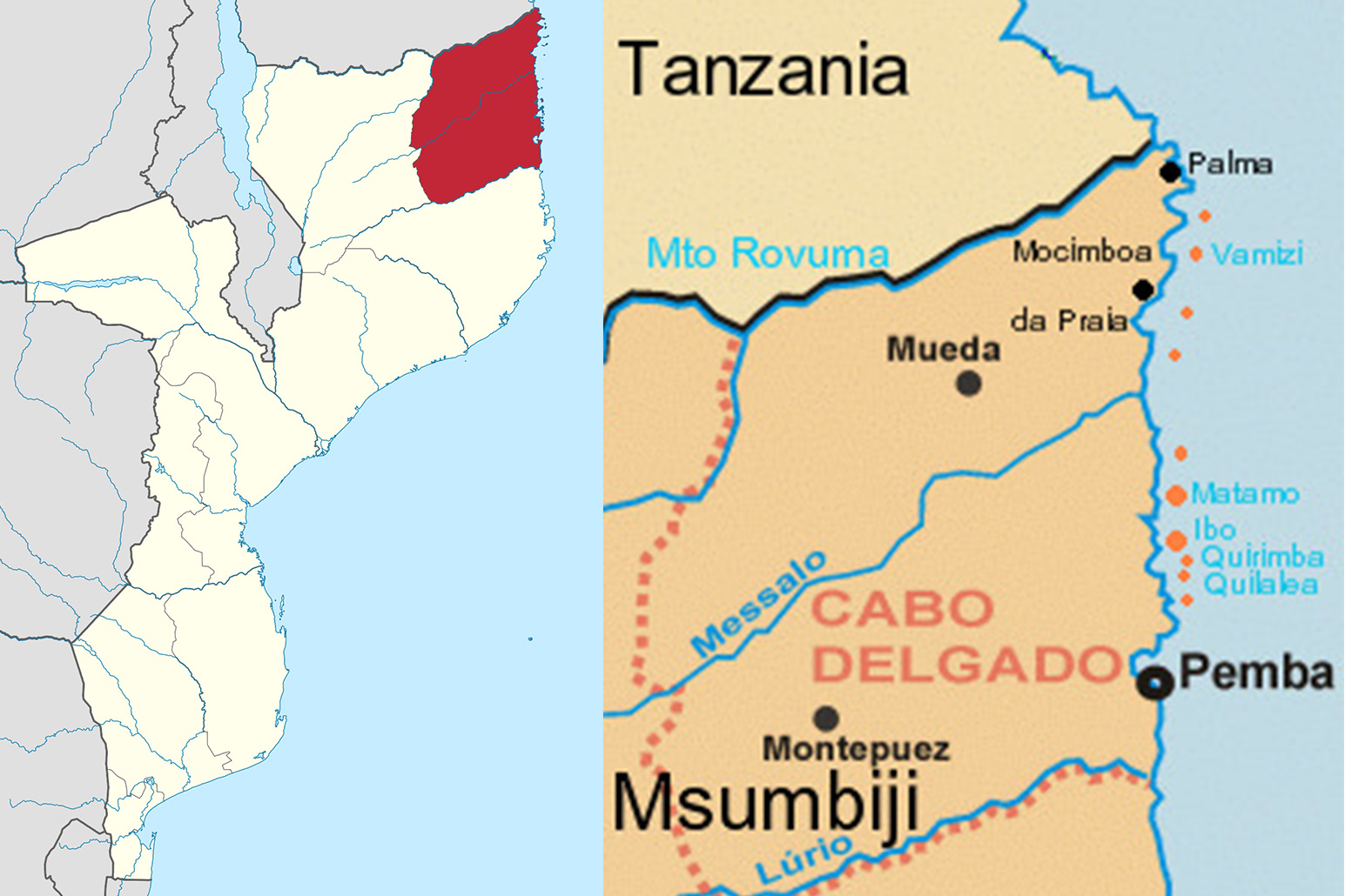 Cabo Delgado area in Mozambique, TotalEnergies