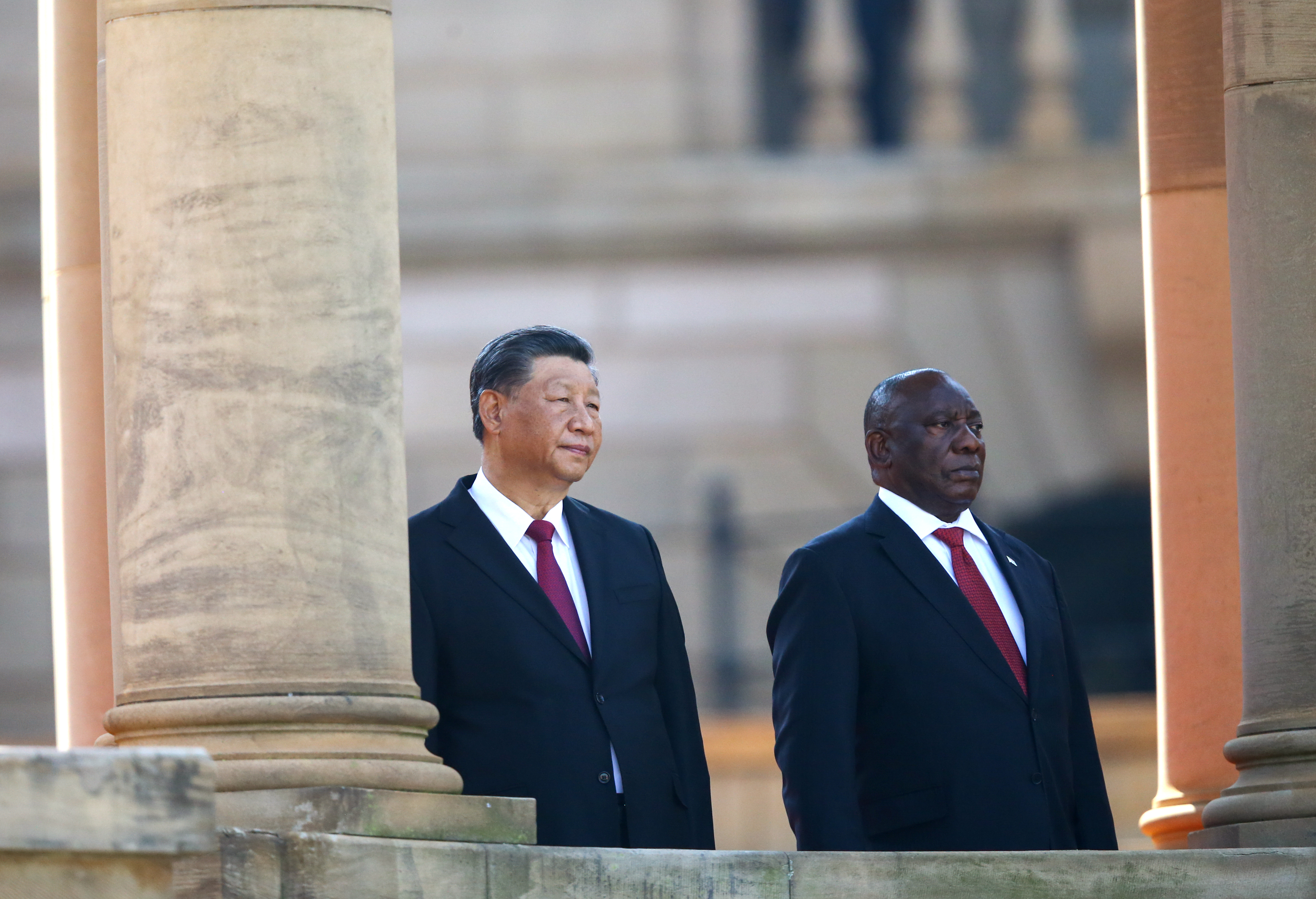 Chinese President Xi Jinping (L) and South African President Cyril Ramaphosa ahead of the Brics Summit
