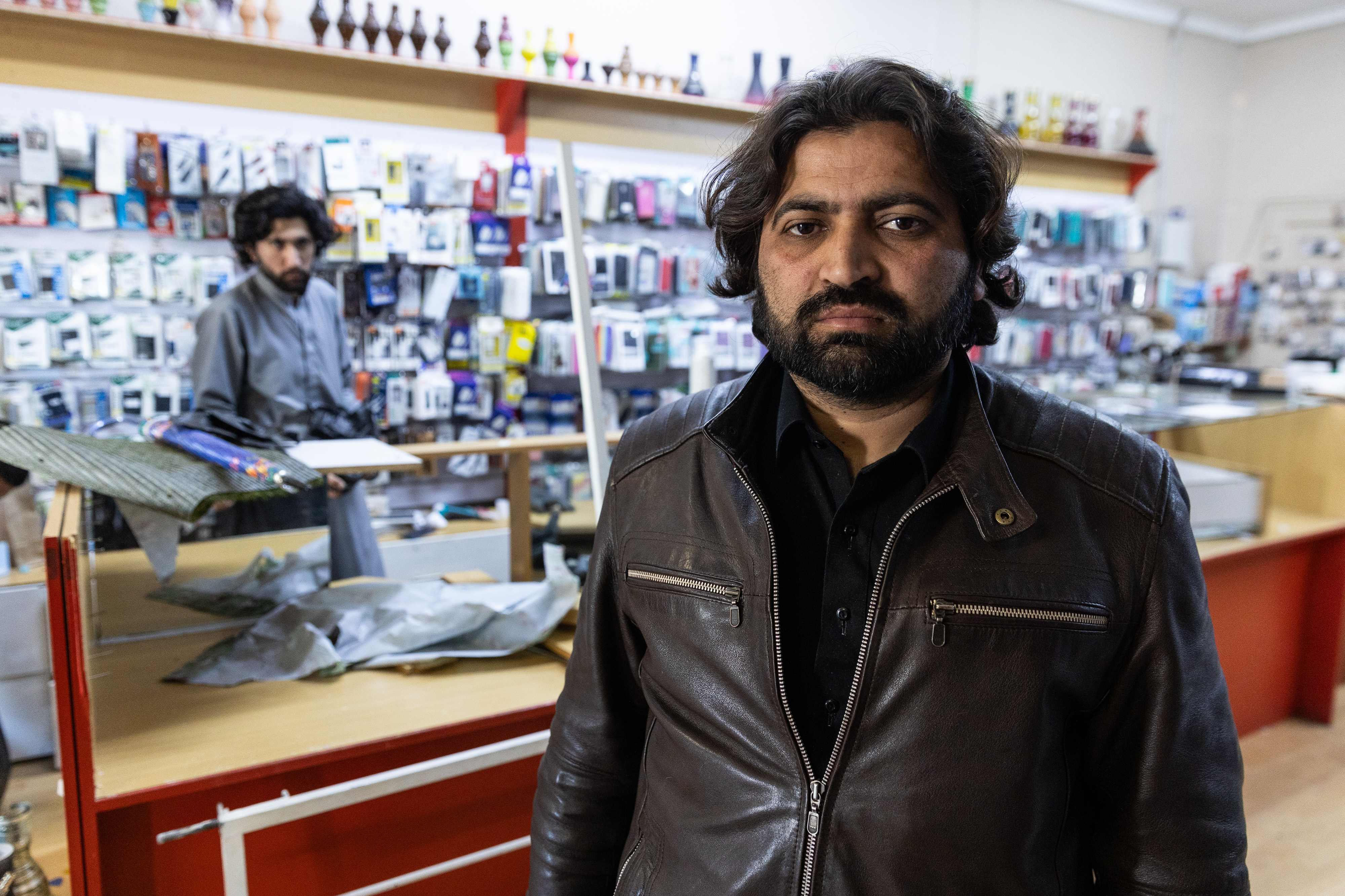 Wajid Aziz inside his shop