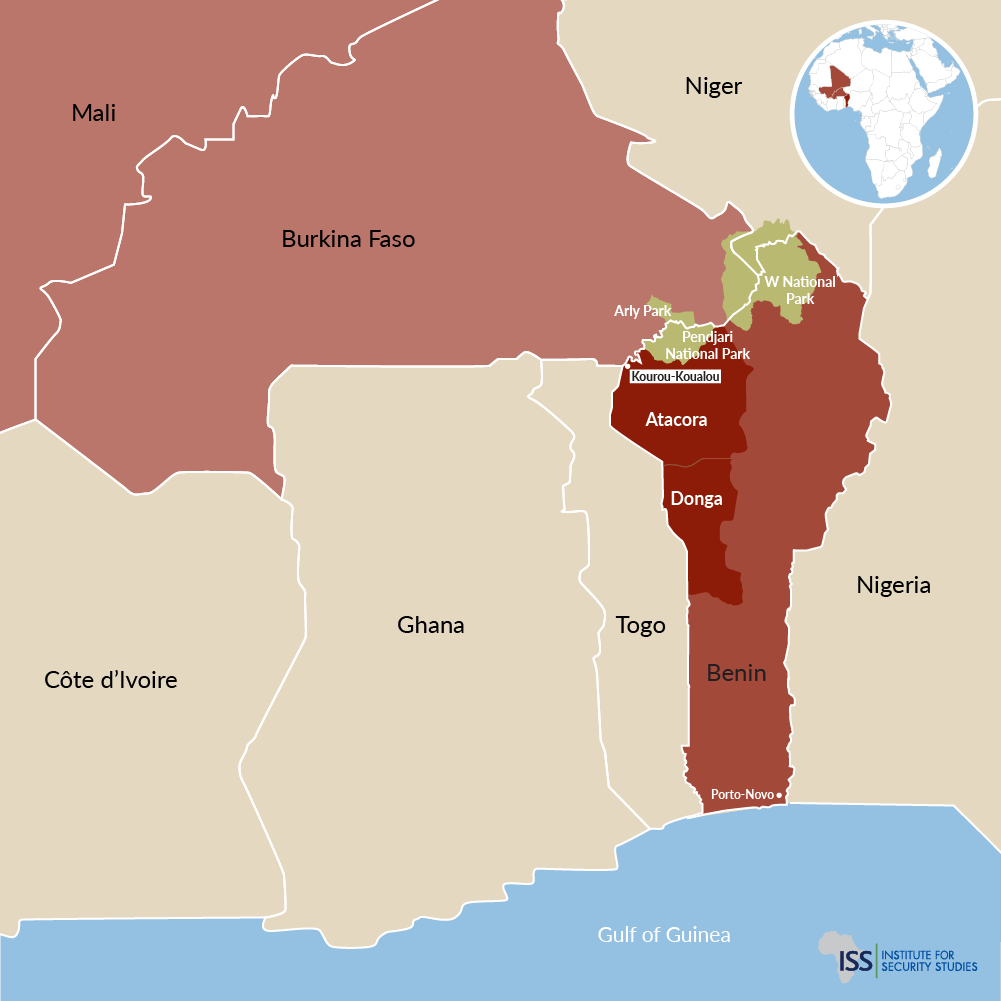 Map of Benin and Burkina Faso