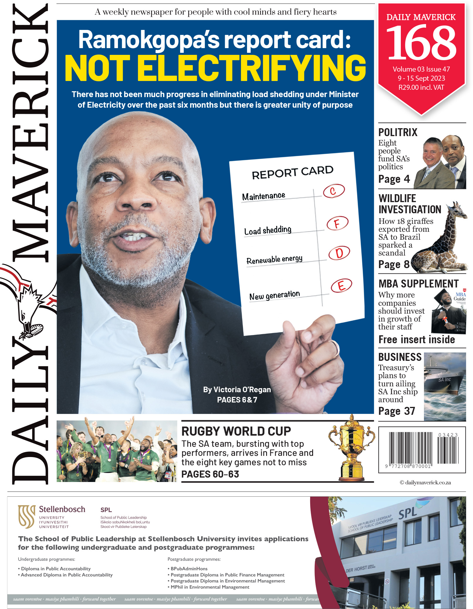 Front page. P1 09 September 2023. 