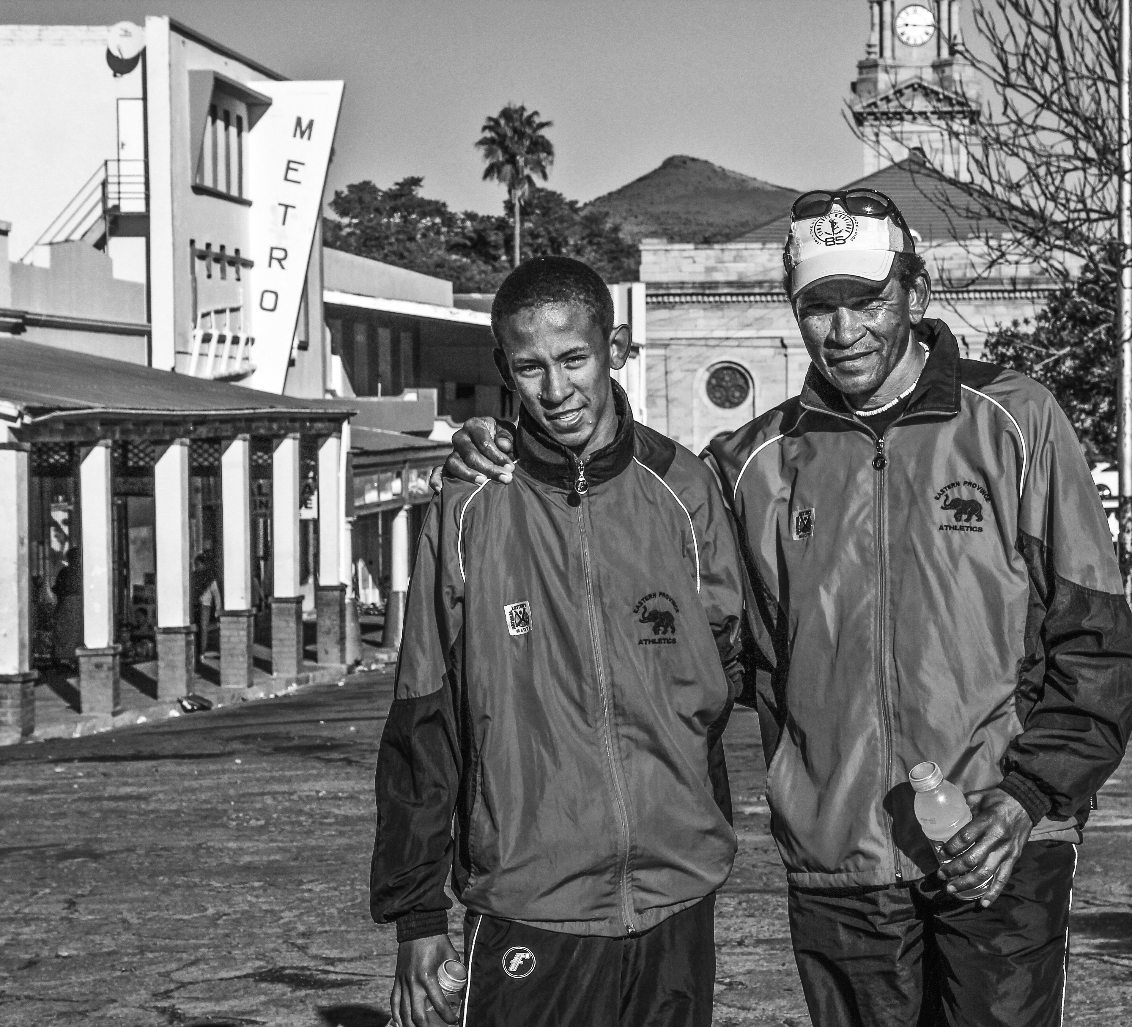 Marathon Man Lucky Adams and his son Xavier, who still runs with his dad. Photograph by Chris Marais.